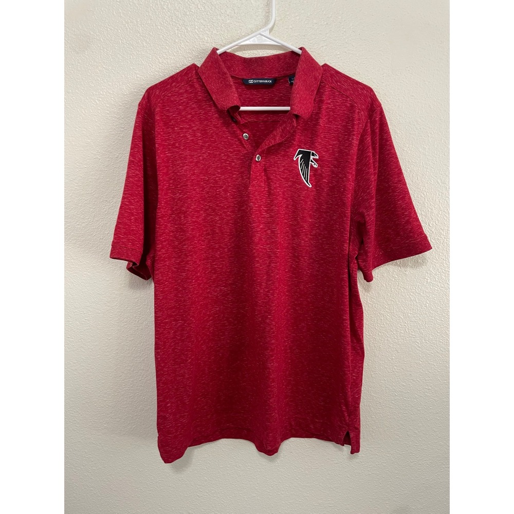 Cutter & Buck Polo Shirt Men Large Red Excellent Atlanta Falcons NFL Space Dye